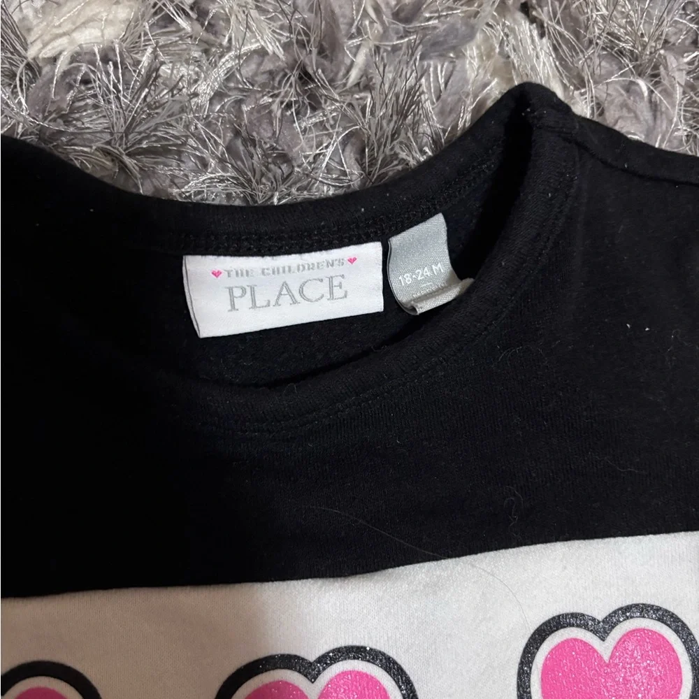 Children’s Place matching set Heart Design - Black, White, Pink 18-24 months - Picture 2 of 3